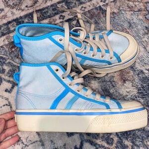 Adidas Blue High Top Platform Sneakers